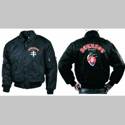 Patriot Slovakia čierna zimná letecká bunda BOMBER Winter Jacket s límcom, typ CWU z pevného materiálu s masívnym zipsom na zapínanie 100%nylón, čiastočne vodeodolná